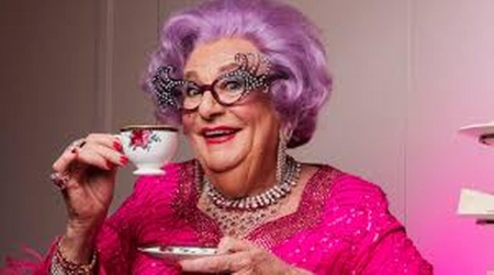 Dame Edna Everage...aka...Barry Humphries - actor, comedian, purple, funny, singer