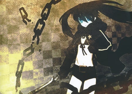 Black Rock Shooter - vacloid, broken chain, black rock shooter, blue eyes