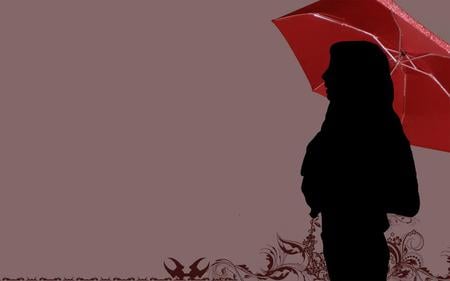 Silhouette - silhouette, abstract, umbrella, red