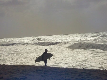 Stormy Monday - oceans, sunset beach, beaches, photography, waves, surfers, black and white, light