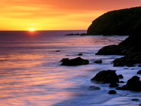 Pacific Sunset - coastline, coast, beach, gaviota, pacific, sunrise, ocean, sunset, nature, sun, park