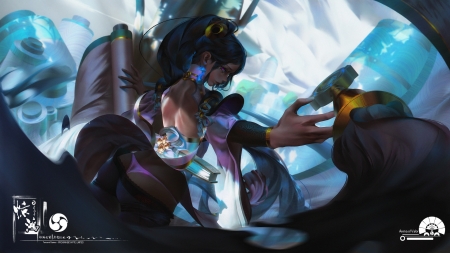 Fantasy girl - blue, arena of valor, fantasy, xiang liu, girl, luminos, dark