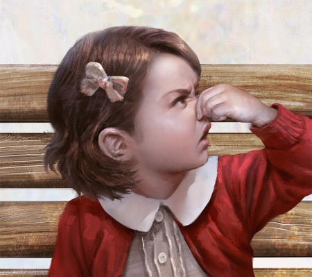 Who farted? - art, alon chou, cute, funny, luminos, girl, little
