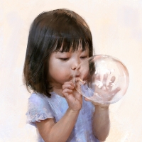 Little girl, big bubble