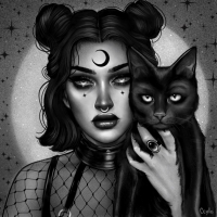 Girl with a black cat