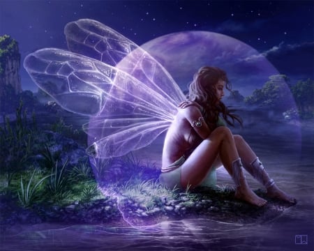 Fairy - mateusz wisniewski, fantasy, purple, blue, girl, fairy, luminos