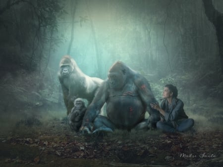 Dian Fossey - dian fossey, fantasy, diane fossey, girl, maximiliano acosta verrier, gorilla