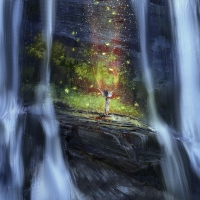 Girl in waterfall