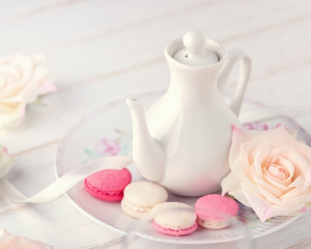 Macaroons - food, rose, macaroons, sweet