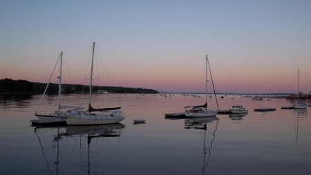 Belfast, Maine - boats, maine, sunset, water