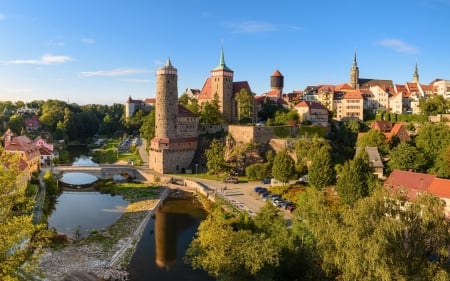 Bautzen, Germany - water, Germany, town, houses, bridge