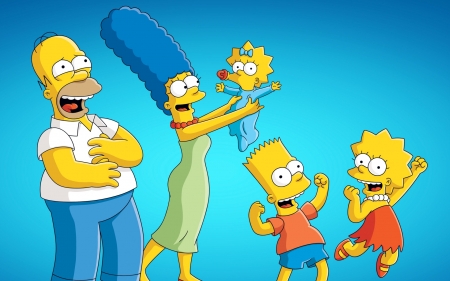 Happy Simpsons - cartoon, The Simpsons, family, happy