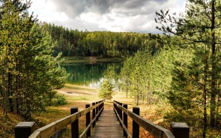 Wooden Path to Lake