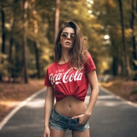 Sara Weaver Wearing her Coca-Cola Shirt