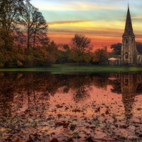 Church by lakeside