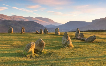 Stones in England - England, circle, hills, stones