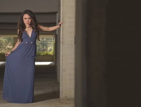 Tracie Dang-Perez - choker, rings, blue dress, bracelette, long, brunette