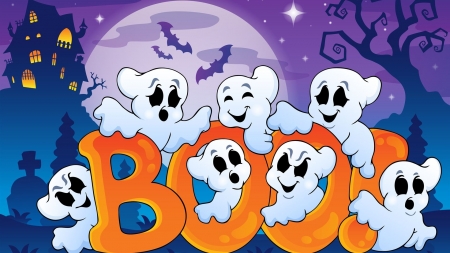 Boo - grettings, boo, cute, halloween, ghosts