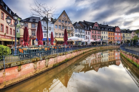 waterfront estate - pretty, urban, town, photography, reflection, architecture, street, river, old, waterfront, houses