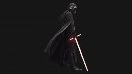 Kylo Ren - Star Wars - The Rise of Skywalker - star wars, Kylo Ren, fantasy, black background, light saber, weapon