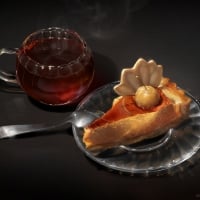 Pumpkin pie and a cup of tea