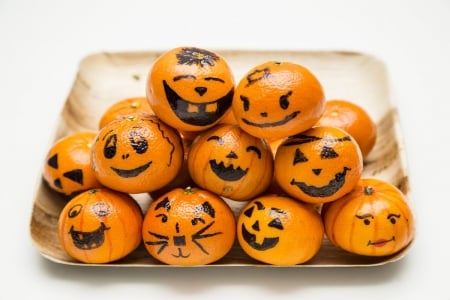 Happy Halloween! - decor, deco, fruit, halloween, orange, pumpkin