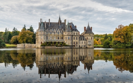 Castle in France - calm, France, water, reflection, castle