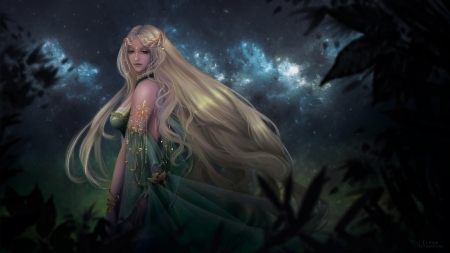 Igraine - blonde, fantasy, elena lee, luminos, igraine, elf, dark