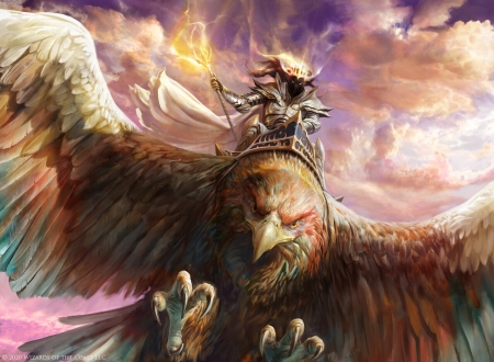 Archon of coronation - eagle, fantasy, bird, man, antonio j manzanedo, luminos, pasari