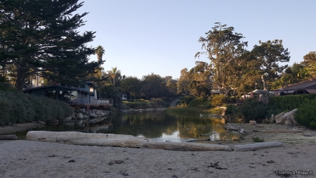 Rincon Point Beach, Carpinteria, California - beach, homes, point, reflections, rincon, sand, sky, water