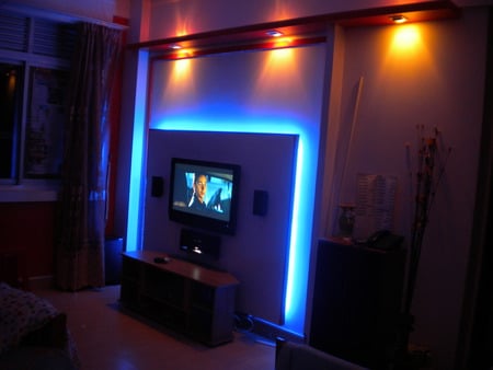 blue room - modern, living room