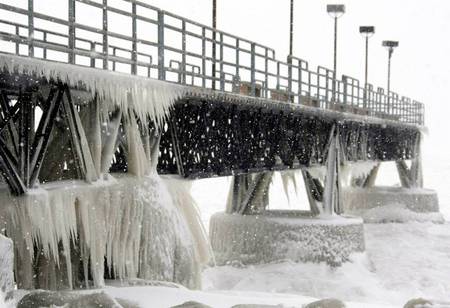 Ice On Edgewater Park Pier - photography, places