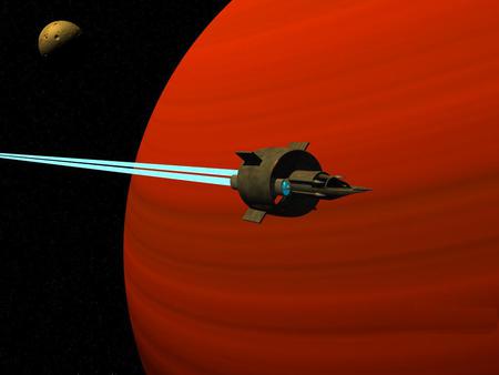 Hyperspace - spaceship, digital art, space, red planet