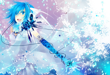 Kaiko - white dress, vocaloid, anime, headphones, kaito, kaiko