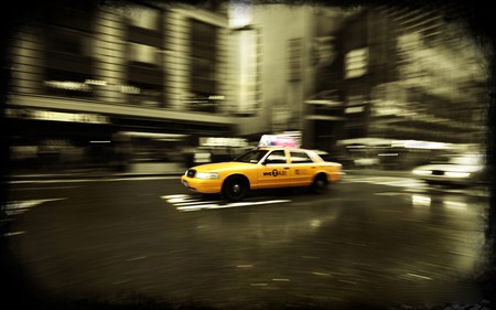 TIME SQUARE TAXI - taxi, manipulation, photography, twilight, photo