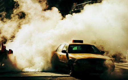 OLD TAXI - photography, manipulation, old, twilight, smoke, taxi, photo