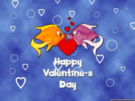 A Fishy Valentines Day - heart, february 14, holiday, valentines, bubbles, fish, love, hearts