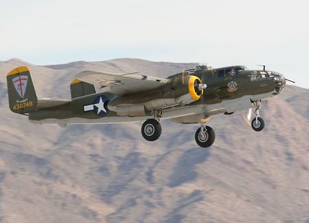 aviation nation airshow - b25 mitchell, take off, world war, bomber