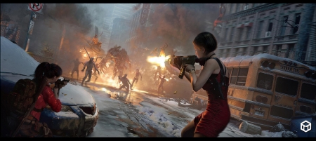 Street fight - fantasy, daydaypainting studio, street, zombie, fight, girl