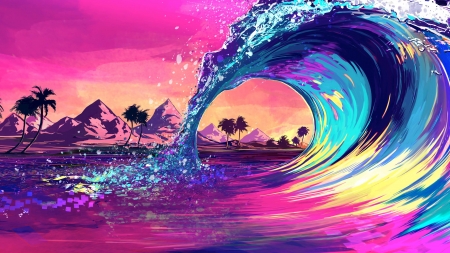 Ocean by Ocean - illustration, waves, vector, 3d, ocean