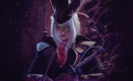 Bloodborne - hat, bloodborne, girl, dark, fantasy, purple, konstantin grossman, art, luminos