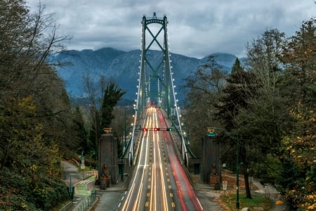 Lions Gate Bridge, Vancouver, BC - vancouver, mountains, architecture, bridge