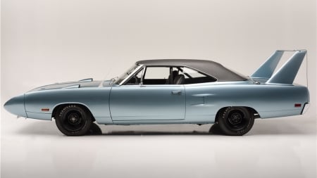 1970 Plymouth Superbird - Front End, Spoiler, Sleek, Silver blue, Cars, Black Top, Cool, 2 Door