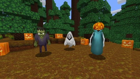 Frank, Ghost and Pumpkin Jack - Creepy Halloween Mobs in Realmcraft Free Minecraft Clone - fun, sandbox, mobile games, realmcraft, free, free minecraft, action, adventure, art, 3d building games, minecraft, minecrafters, pixel, game, playgames, pixel games, pixel art, open world game, 3d, games, gaming, building