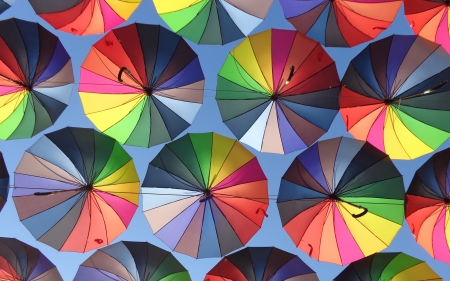 Colorful Umbrellas - colorful, colors, umbrellas, sky