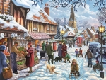 Village Life On A Winters Day