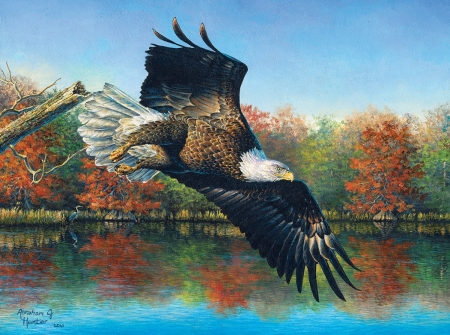 Eagle - bird, vultur, abraham hunter, burd, pasari, pictura, eagle, painting, art