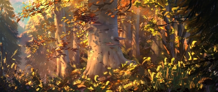 Autumn - fantasy, art, autumn, leaf, toamna, gabriel gomez, orange, tree