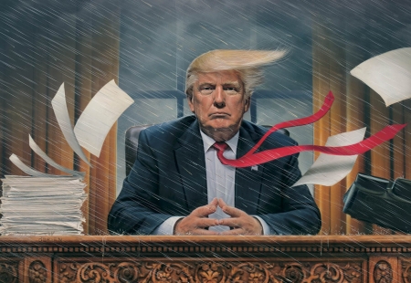 Chaos - wind, donald trump, painting, art, pictura, portrait, man, president