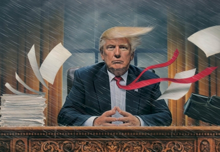 Chaos - pictura, wind, donald trump, painting, portrait, president, man, art